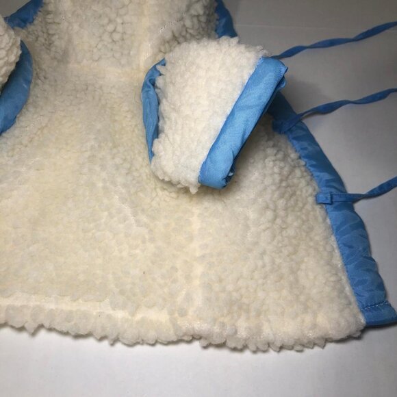 Vintage Doll Coat Hooded Faux Sherpa Trimmed Blue Ties Cabbage Patch? - Picture 7 of 11